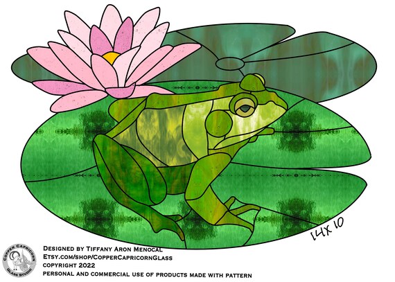 BULLFRONG • Lily Pad Lake • Stained Glass Pattern • Digital Download