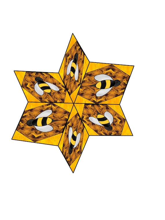 Bee honeycomb Spinner Stained Glass Pattern Digital Download
