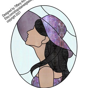Women’s portrait floppy hat Stained Glass Pattern Digital Download