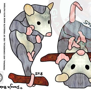 BABY OPOSSUMS • set of two • Stained Glass Pattern • Digital Download