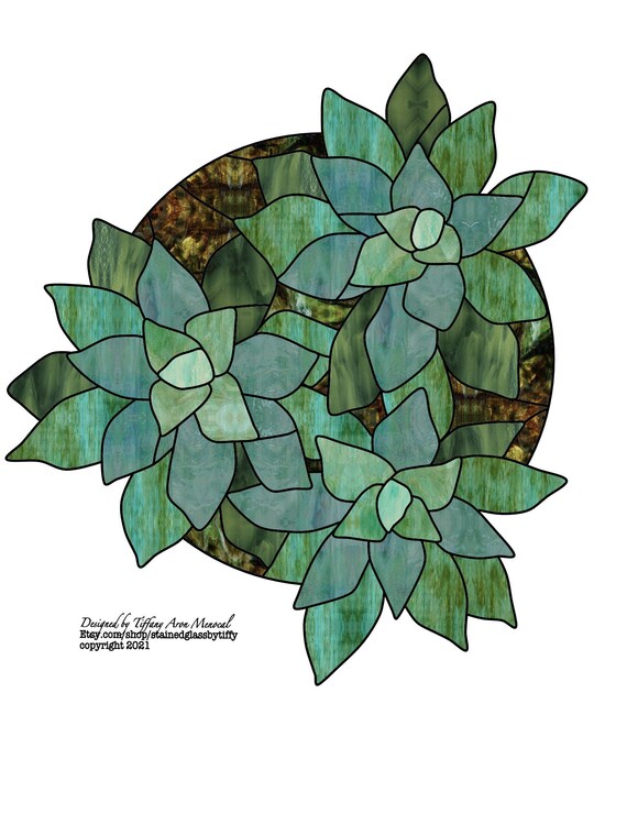 Succulents Stained Glass Pattern Digital Download Etsy