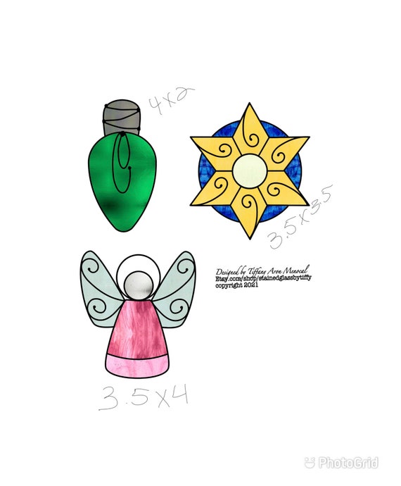 Christmas ornament set 1 Stained Glass Pattern Digital Download