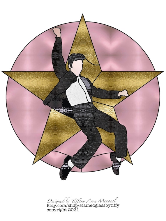 Elvis Presley portrait Stained Glass Pattern Digital Download