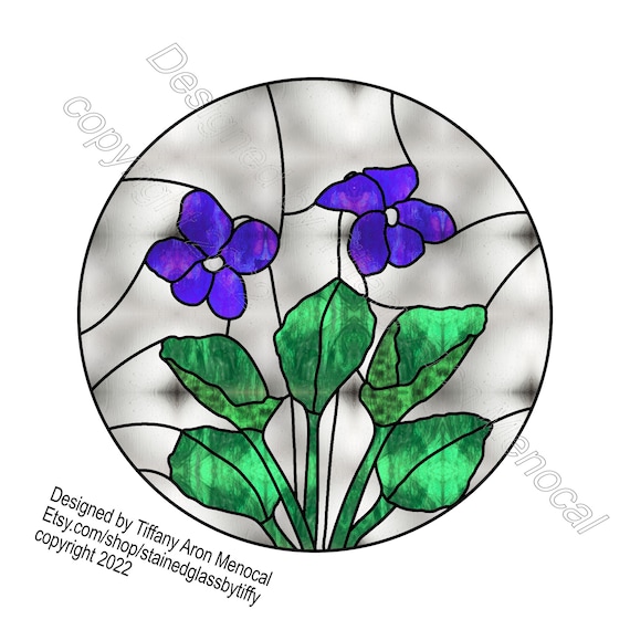 VIOLETS • Flower • Stained Glass Pattern • Digital Download