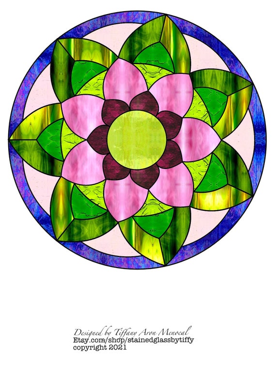 Geometric Mandala Stained Glass Pattern Digital Download