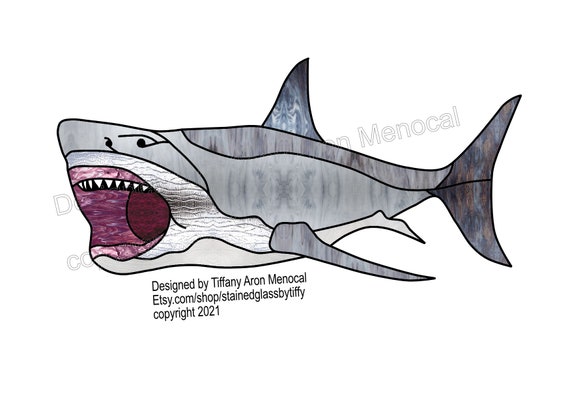 Shark Stained Glass Pattern Digital Download beta