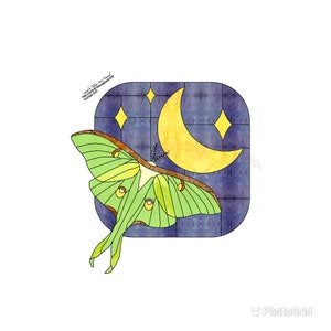 Lunar moth Stained Glass Pattern Digital Download