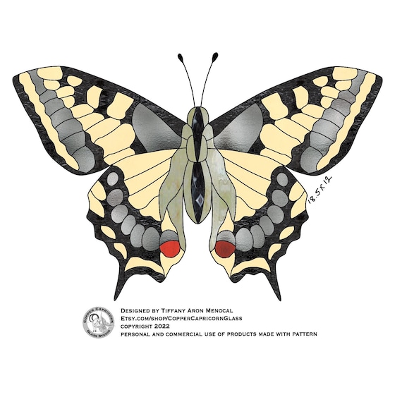 Swallowtail butterfly  Stained Glass Pattern Digital Download