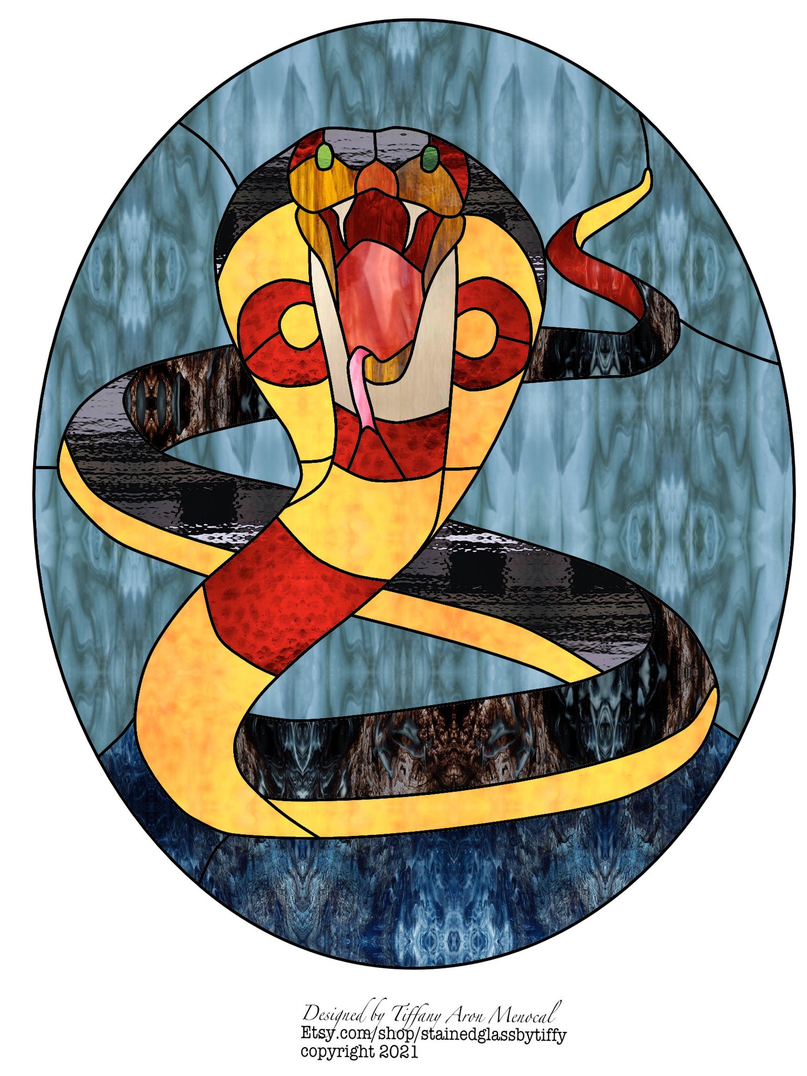 Cobra Snake Stained Glass Pattern Digital Download Etsy