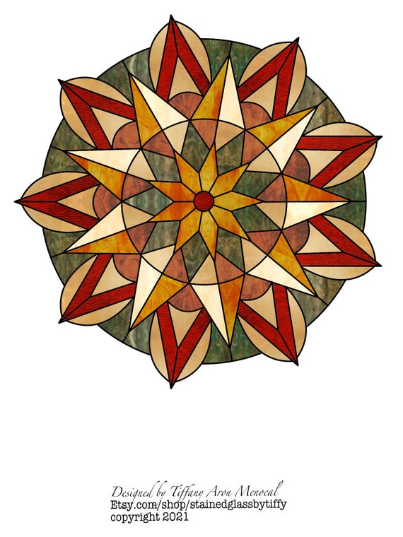Mandala round Stained Glass Pattern Digital Download
