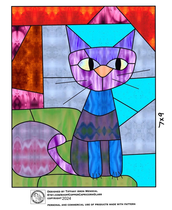 CATS• abstract cat •  - Stained Glass Pattern • Digital Download
