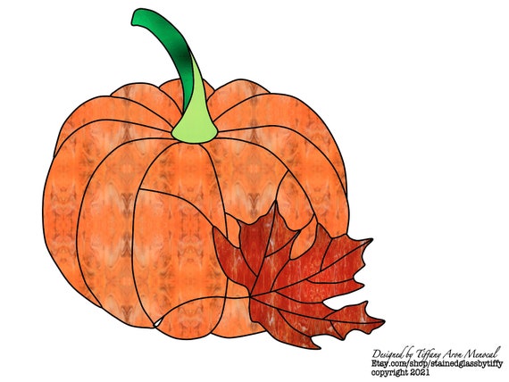 Pumpkin Stained Glass Pattern Digital Download