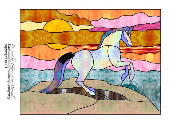 Unicorn stained Glass Pattern Digital Download | Etsy