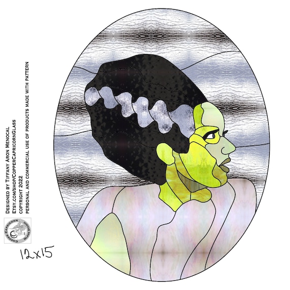 Bride of Frankenstein  Stained Glass Pattern Digital Download