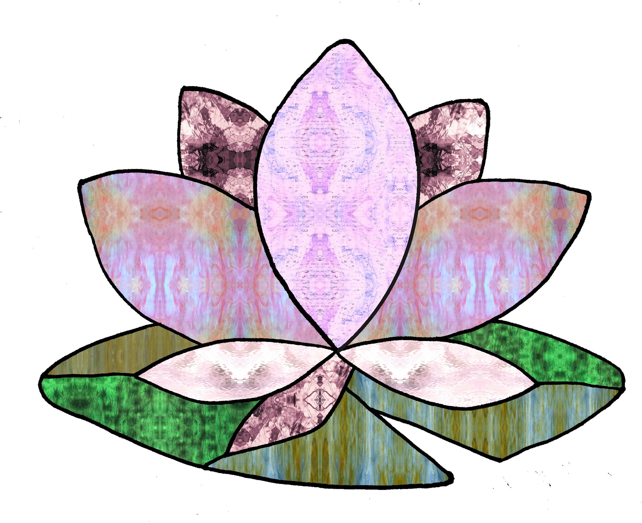 Water Lily Lotus Flower Stained Glass Pattern Digital Download Etsy