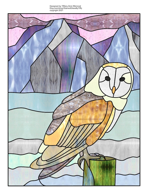 BARN OWL • Forest Bird • Stained Glass Pattern • Digital Download