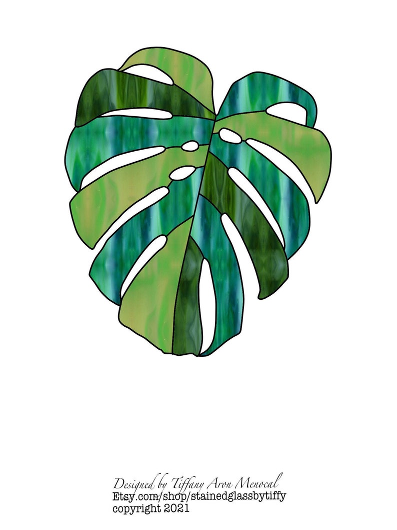 Monstera Leaf Stained Glass Pattern Digital Download Etsy