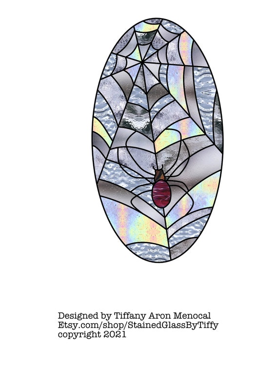 Spider web Stained Glass Pattern Digital Download orb weaver spider