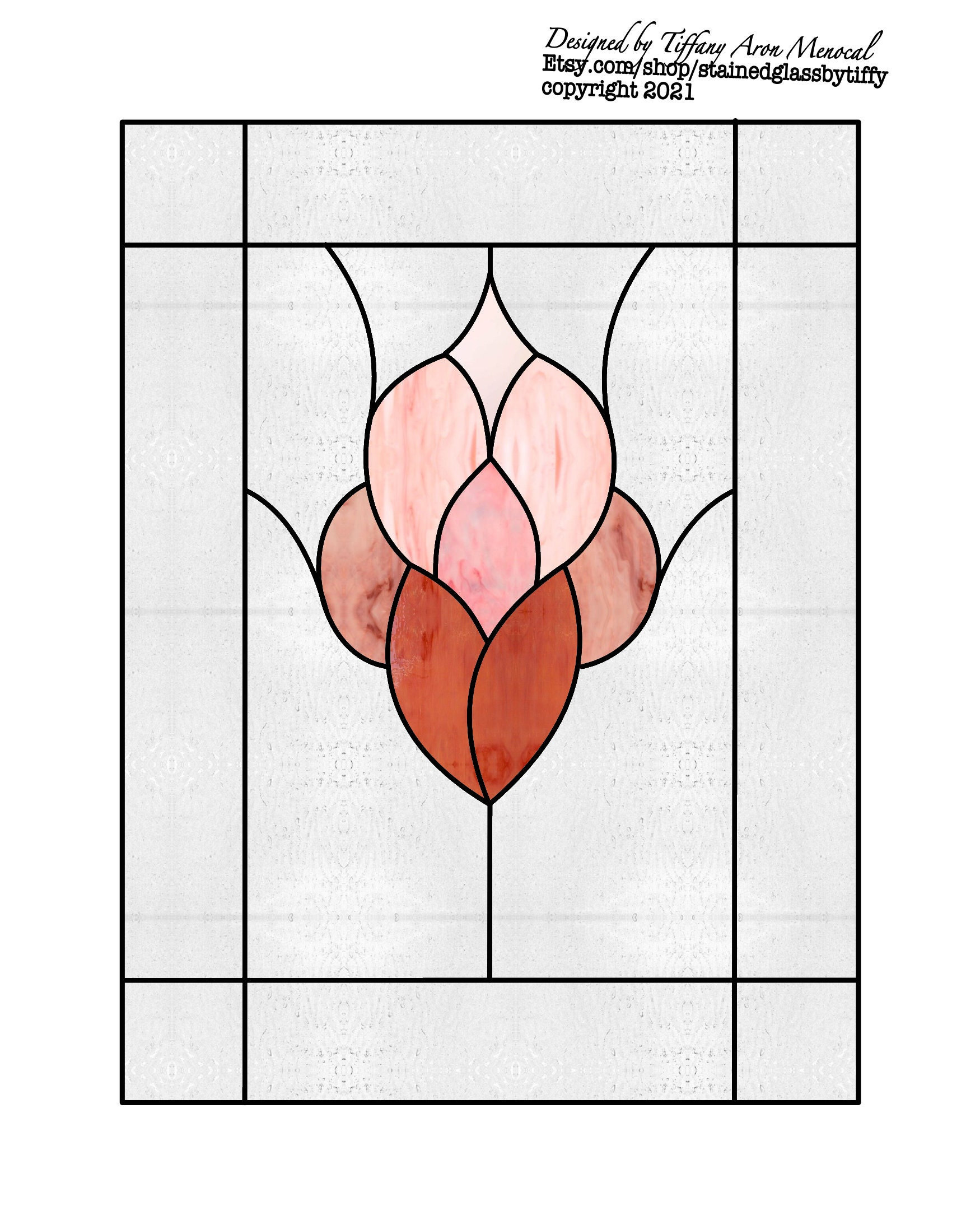 Simple Abstract Flower Stained Glass Pattern Digital Download