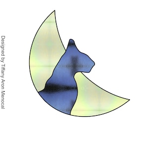 MOONY FELINE • Cat Profile Crescent Moon • Stained Glass Pattern • Digital Download