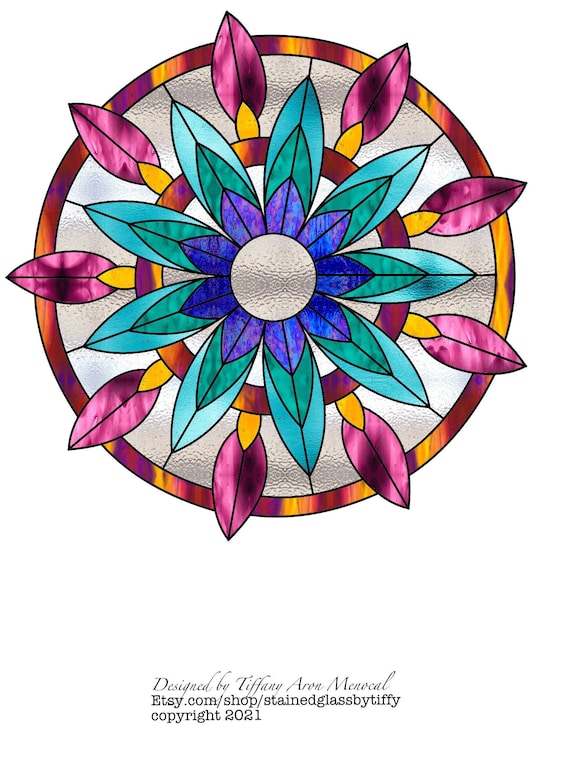Geometric Mandala Stained Glass Pattern Digital Download
