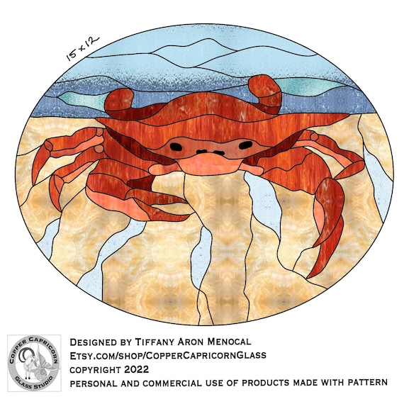 Crab Stained Glass Pattern Digital Download