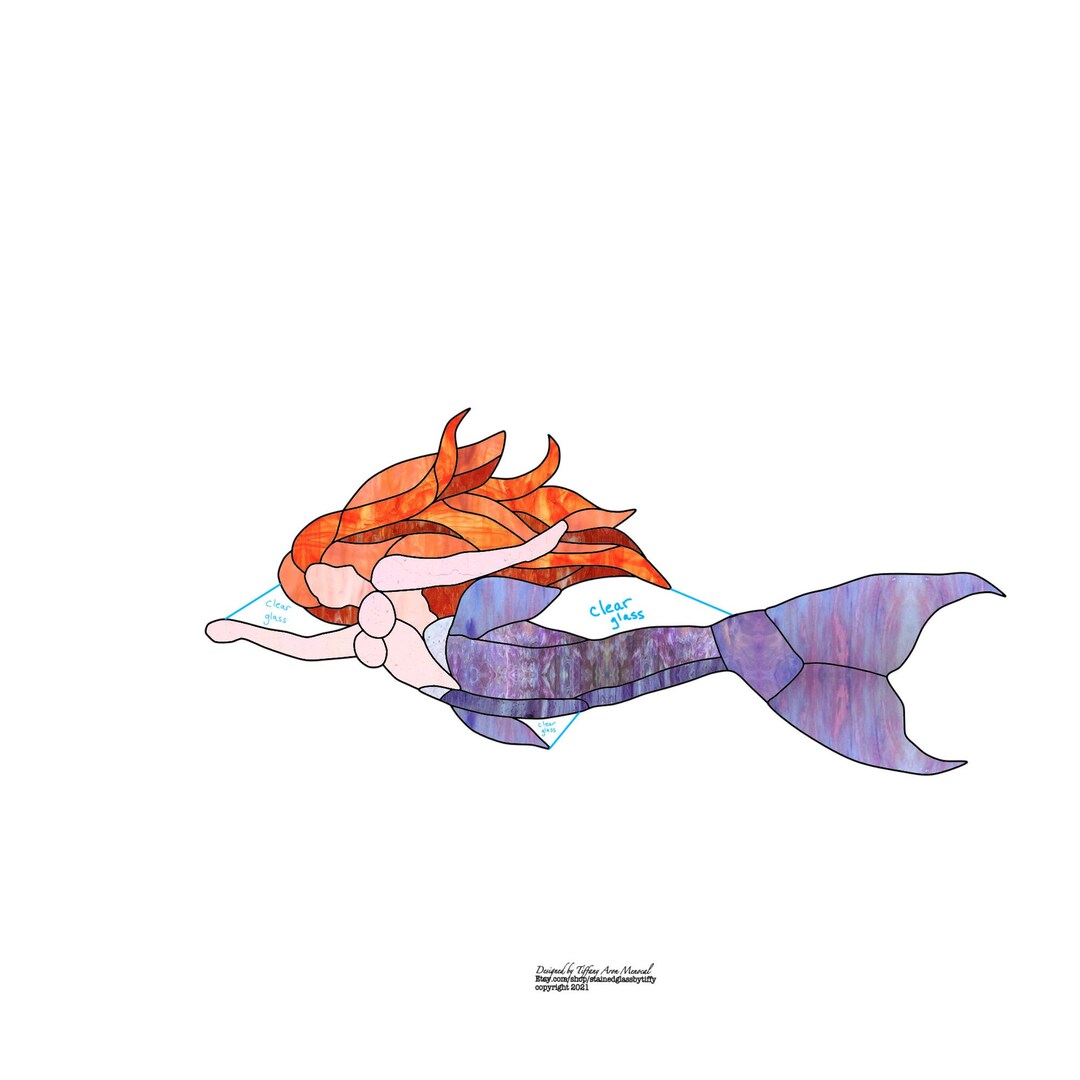 Mermaid Stained Glass Pattern Digital Download - Etsy