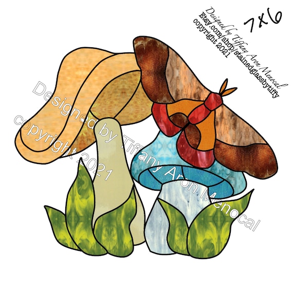 Mushroom moth Stained Glass Pattern Digital Download