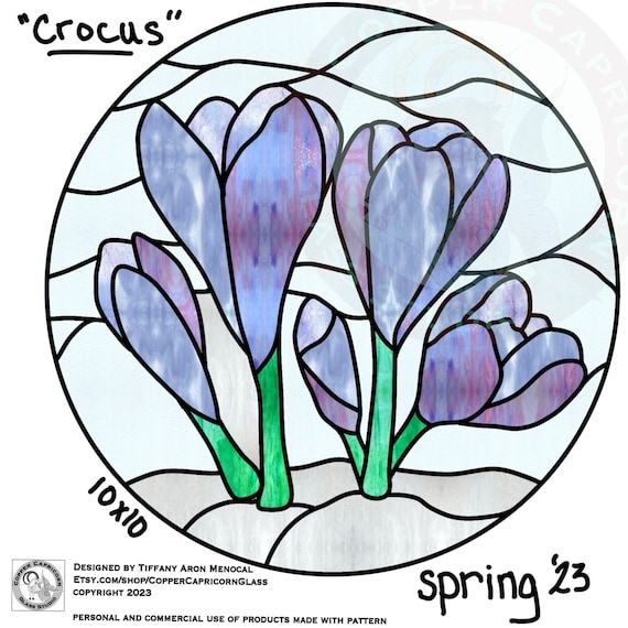 CROCUS • spring flowers • Stained Glass Pattern • Digital Download