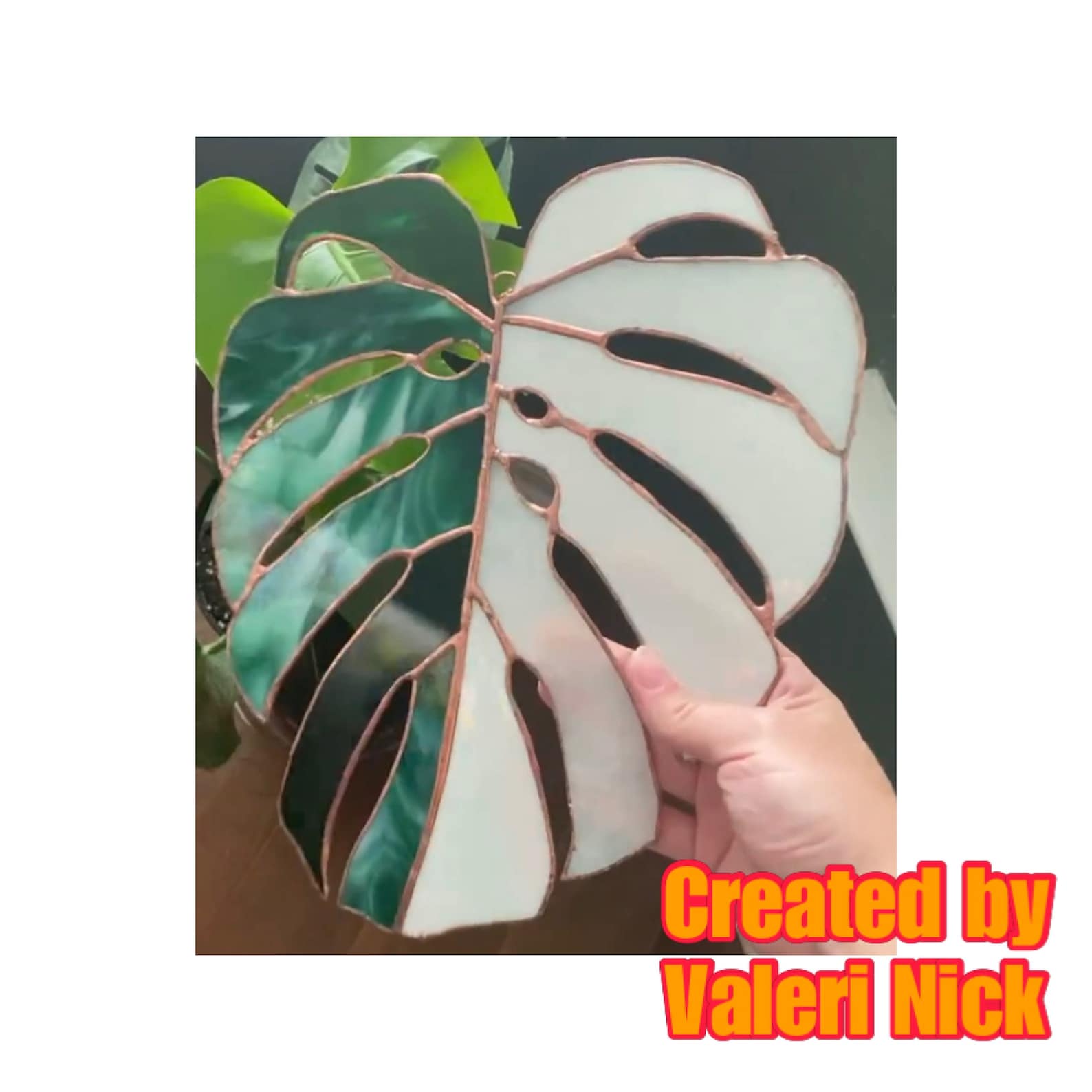 Monstera Leaf Stained Glass Pattern Digital Download Etsy