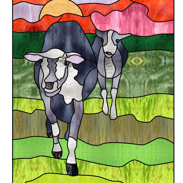 Goats Stained Glass Pattern Digital Download