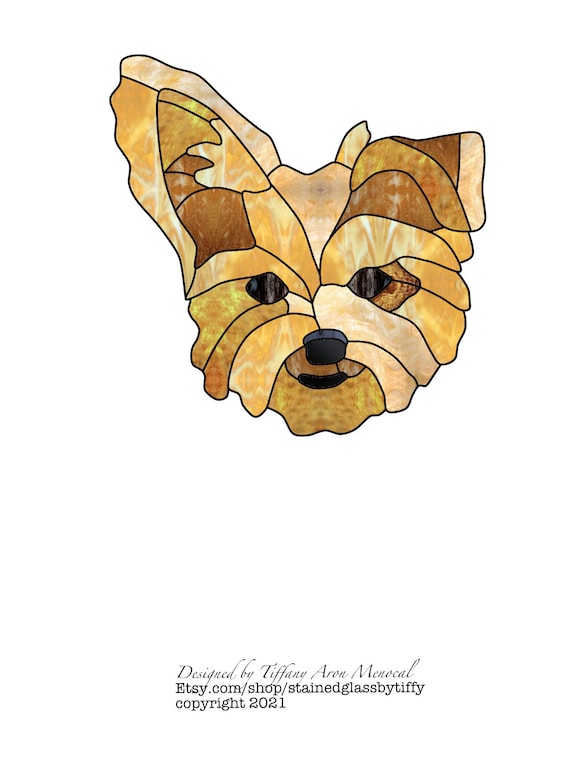 Yorkshire puppy Stained Glass Pattern Digital Download