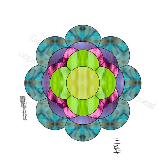 Geometric kaleidoscope Stained Glass Pattern Digital Download