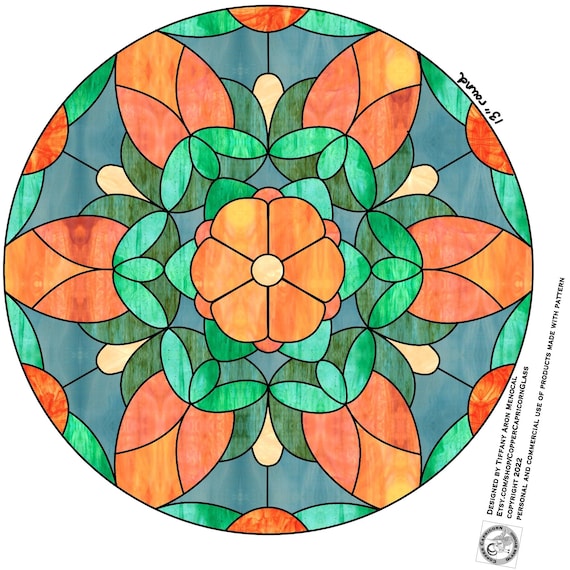 Mandala spring flower stained Glass Pattern Digital Download
