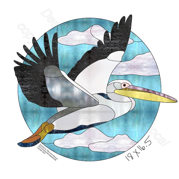 Pelican Stained Glass Pattern Digital Download bird