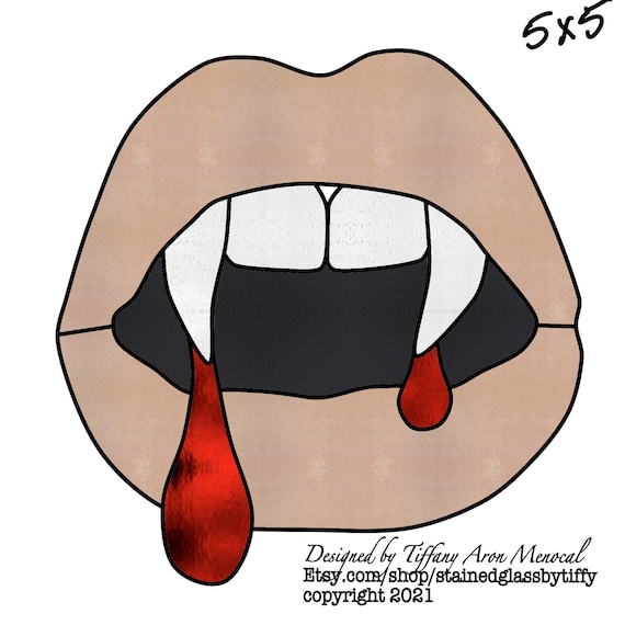 Vampire fangs Stained Glass Pattern Digital Download