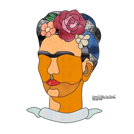 Mexican artist with flowers Stained Glass Pattern Digital Download