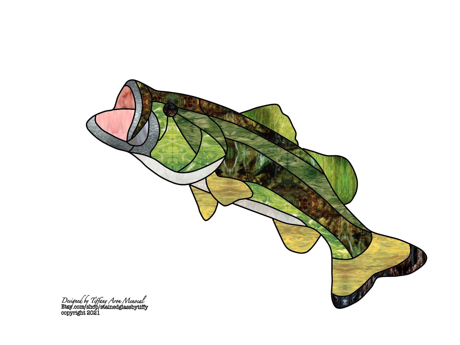 Largemouth bass Stained Glass Pattern Digital Download Etsy