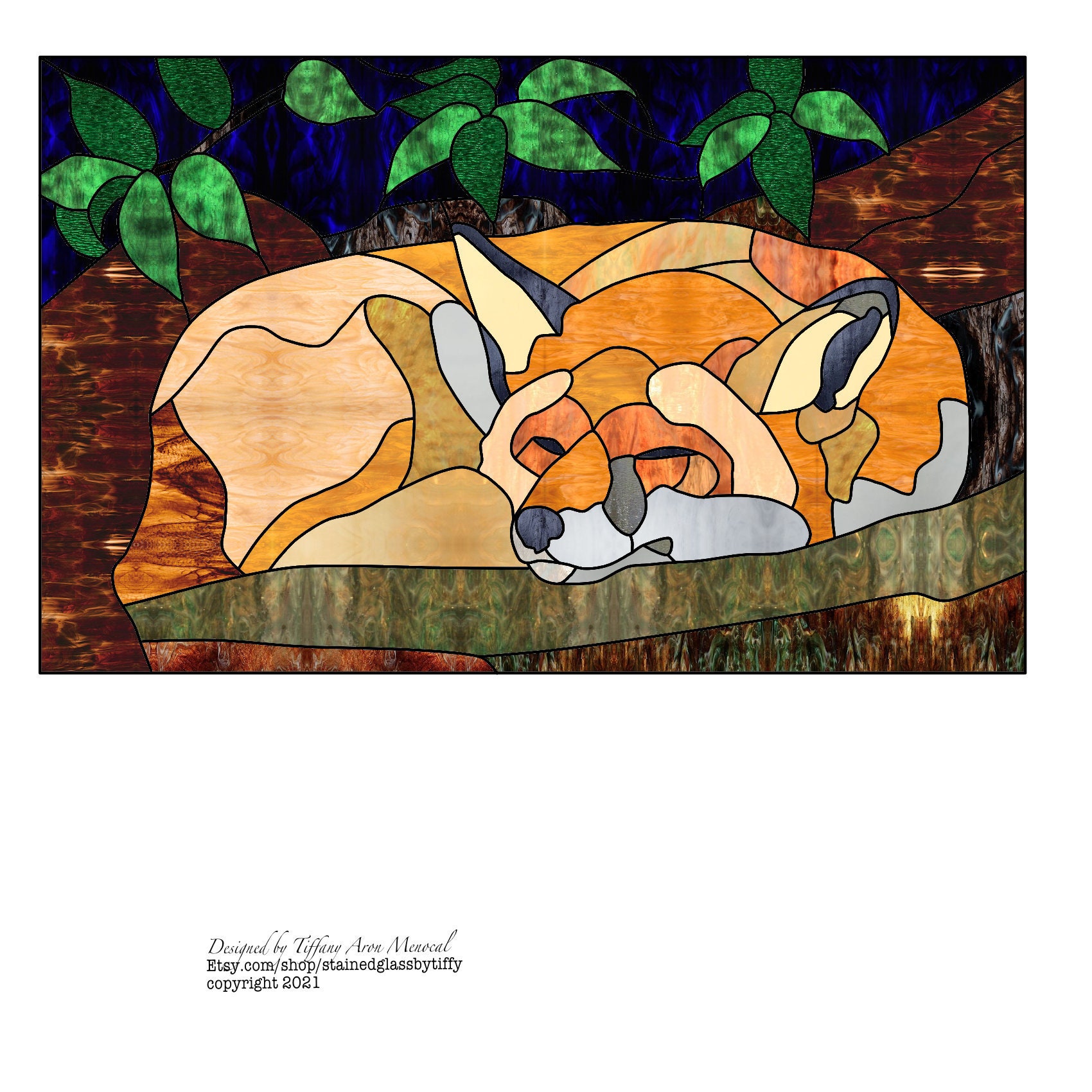Fox Stained Glass Pattern Digital Download | Etsy