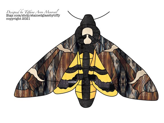 Death head moth Stained Glass Pattern Digital Download