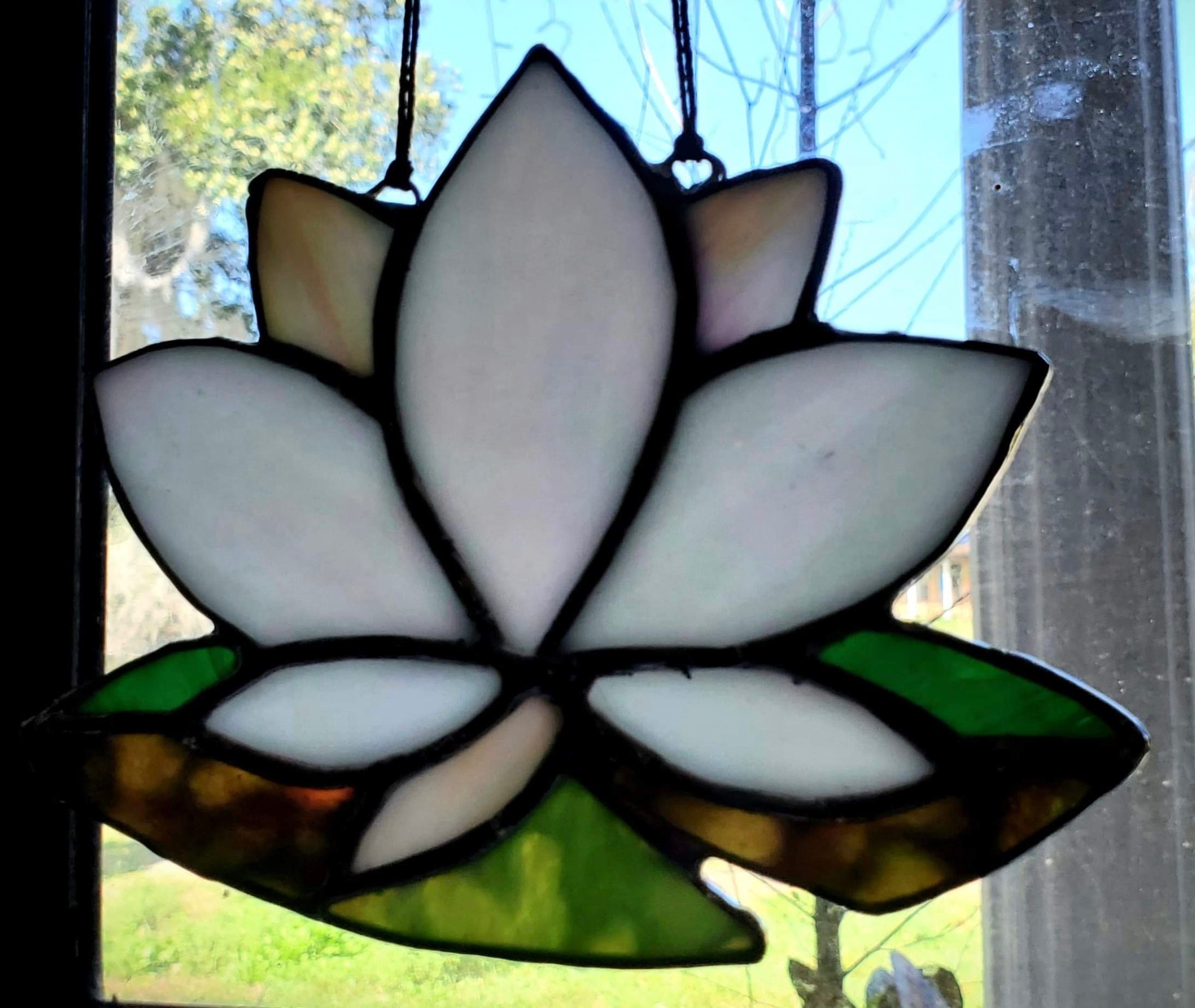 Water Lily Lotus Flower Stained Glass Pattern Digital Download Etsy