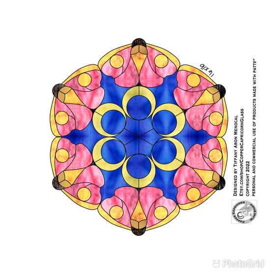 Moth and moon Stained Glass Pattern Digital Download