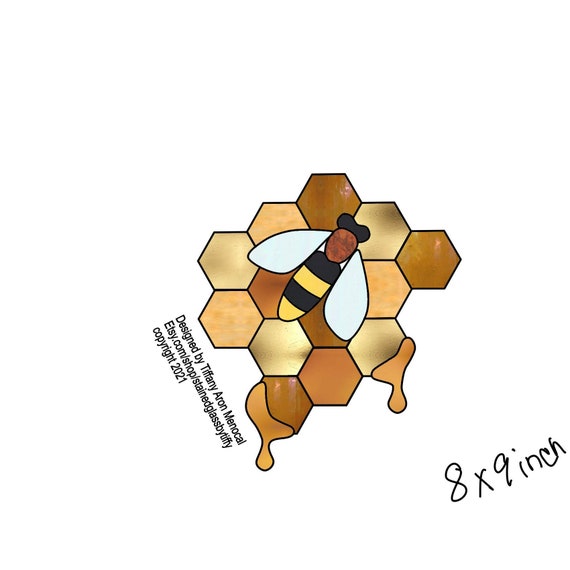 Bee Honeycomb  Stained Glass Pattern Digital Download Hexigon