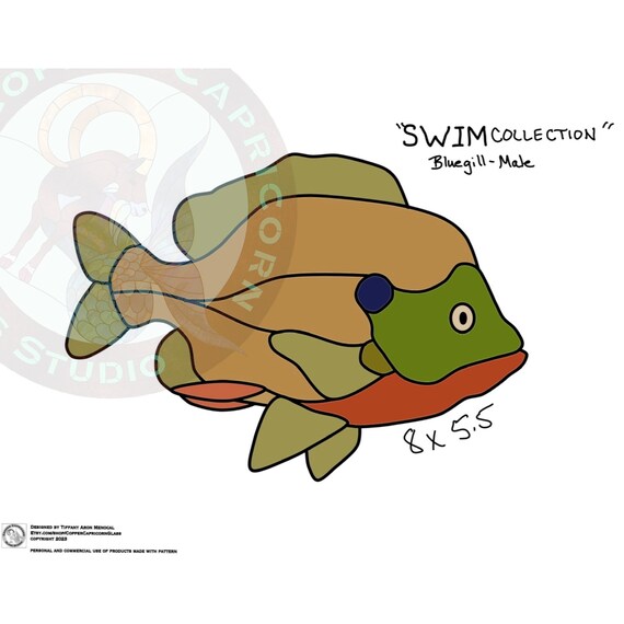 BLUEGILL • pan fish • Stained Glass Pattern • Digital Download