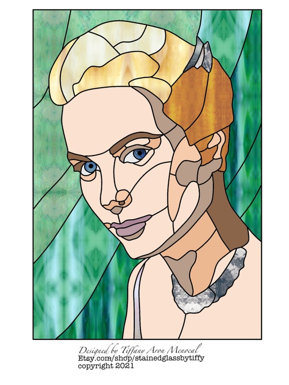 Grace Kelly portrait Stained Glass Pattern Digital Download