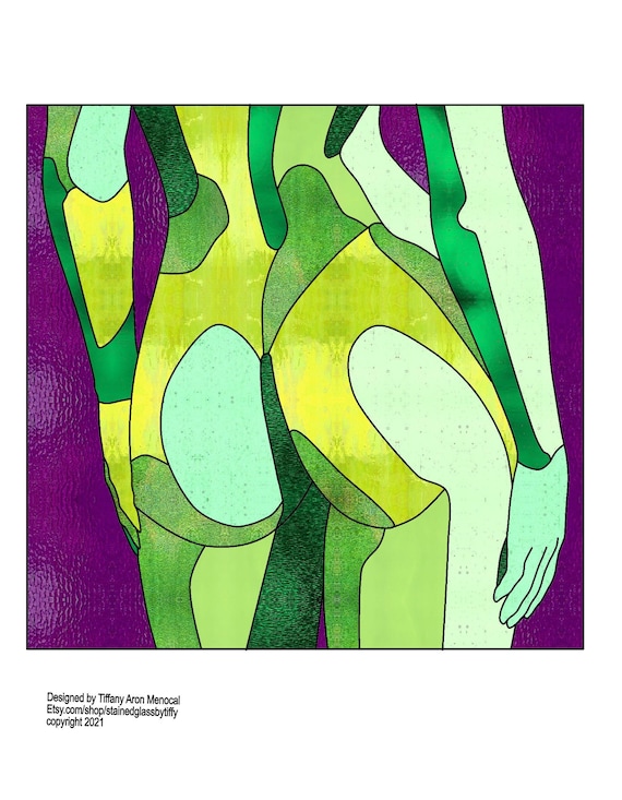 Nude women’s butt Stained Glass Pattern Digital Download