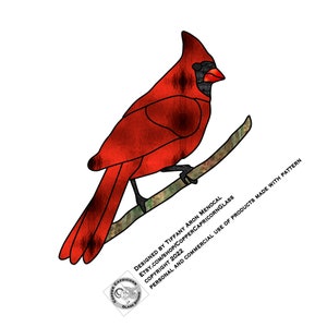 Cardinal  stained Glass Pattern Digital Download