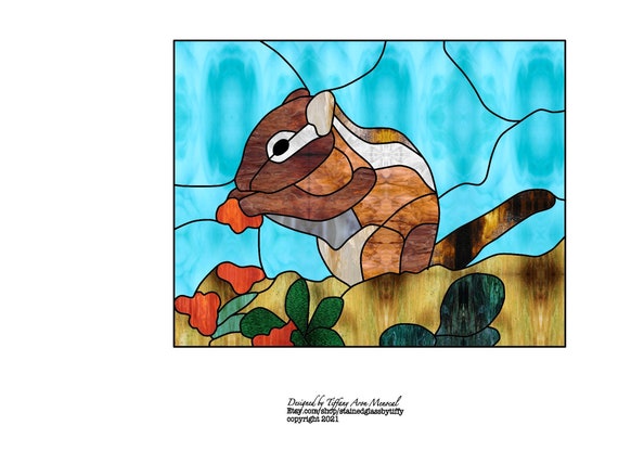 Chipmunk Stained Glass Pattern Digital Download