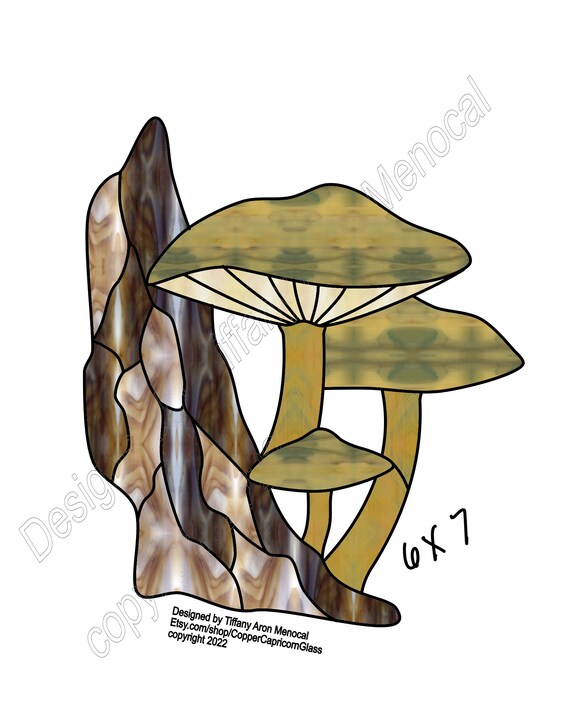 PARASOL • Mushrooms Fungi • Stained Glass Pattern • Digital Download