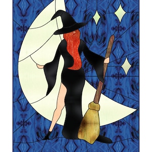 Sexy Witch Stained Glass Pattern Digital Download